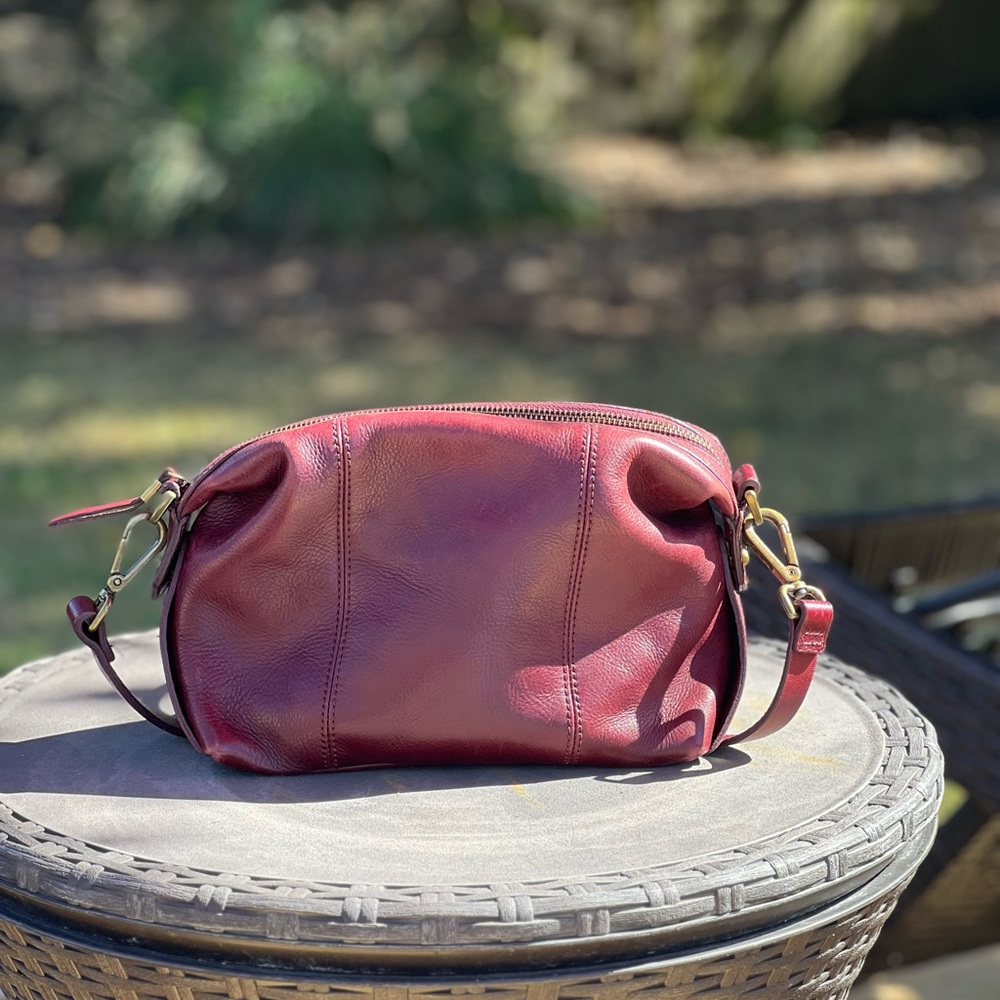 MADEWELL Mini Glasgow Leather Crossbody, red English saddle - Picture 5 of 11